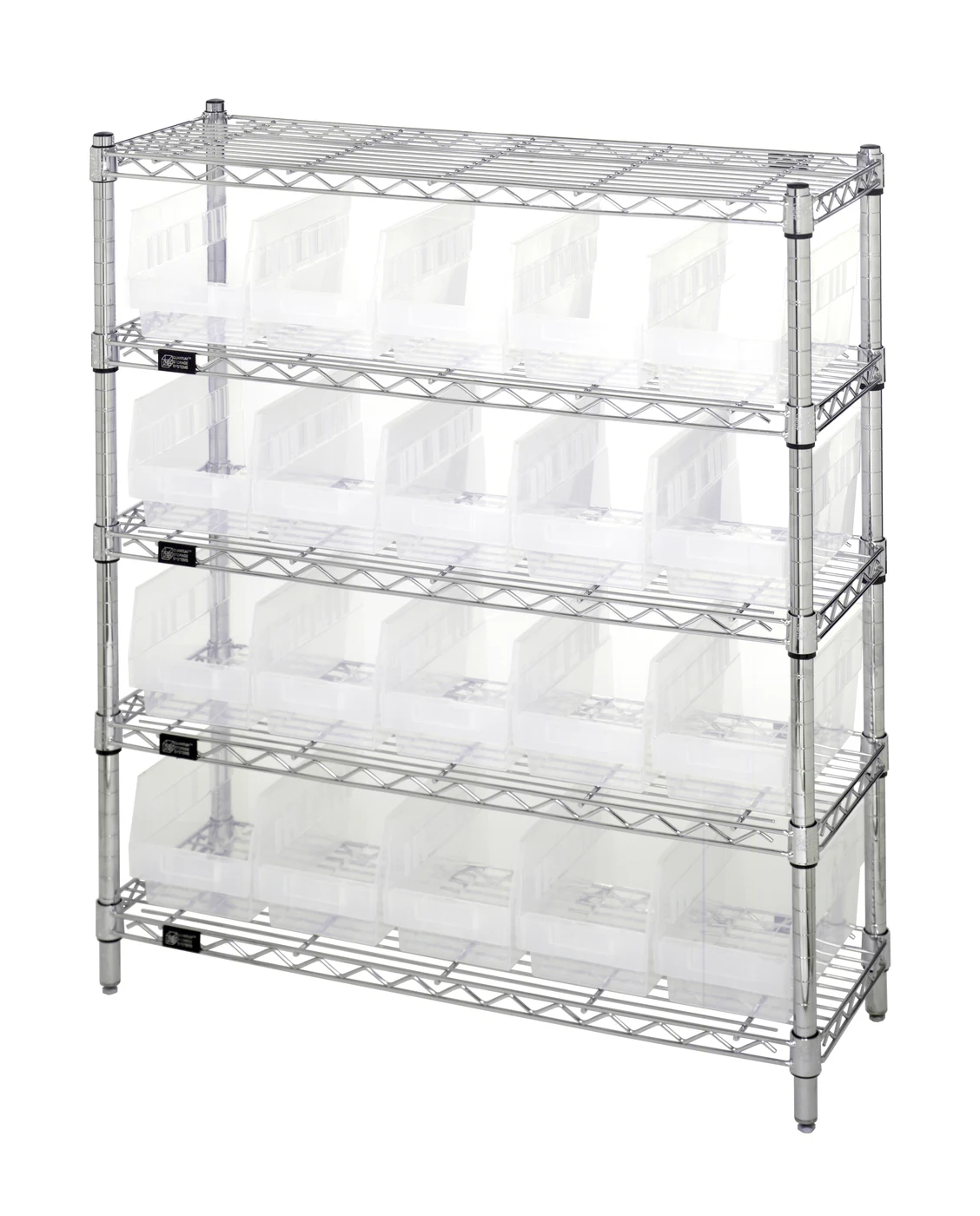 Quantum WR5-39-1236-202CL Bin Wire Shelving Center, 12"D x 36"W x 39"H, 800 lb capacity, Chrome