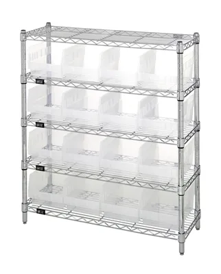 Quantum WR5-39-1236-207CL Bin Wire Shelving Center, 12"D x 36"W x 39"H, 800 lb capacity, Chrome