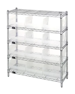 Quantum WR5-39-1236-209CL Bin Wire Shelving Center, 12"D x 36"W x 39"H, 800 lb capacity, Chrome