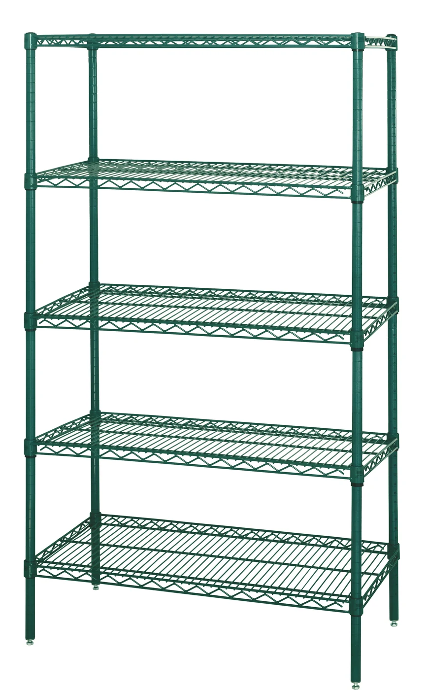 Quantum WR54-3072P-5 Wire Shelving Starter Kit, 72"W x 30"D x 54"H, 600-800 lb capacity, Green