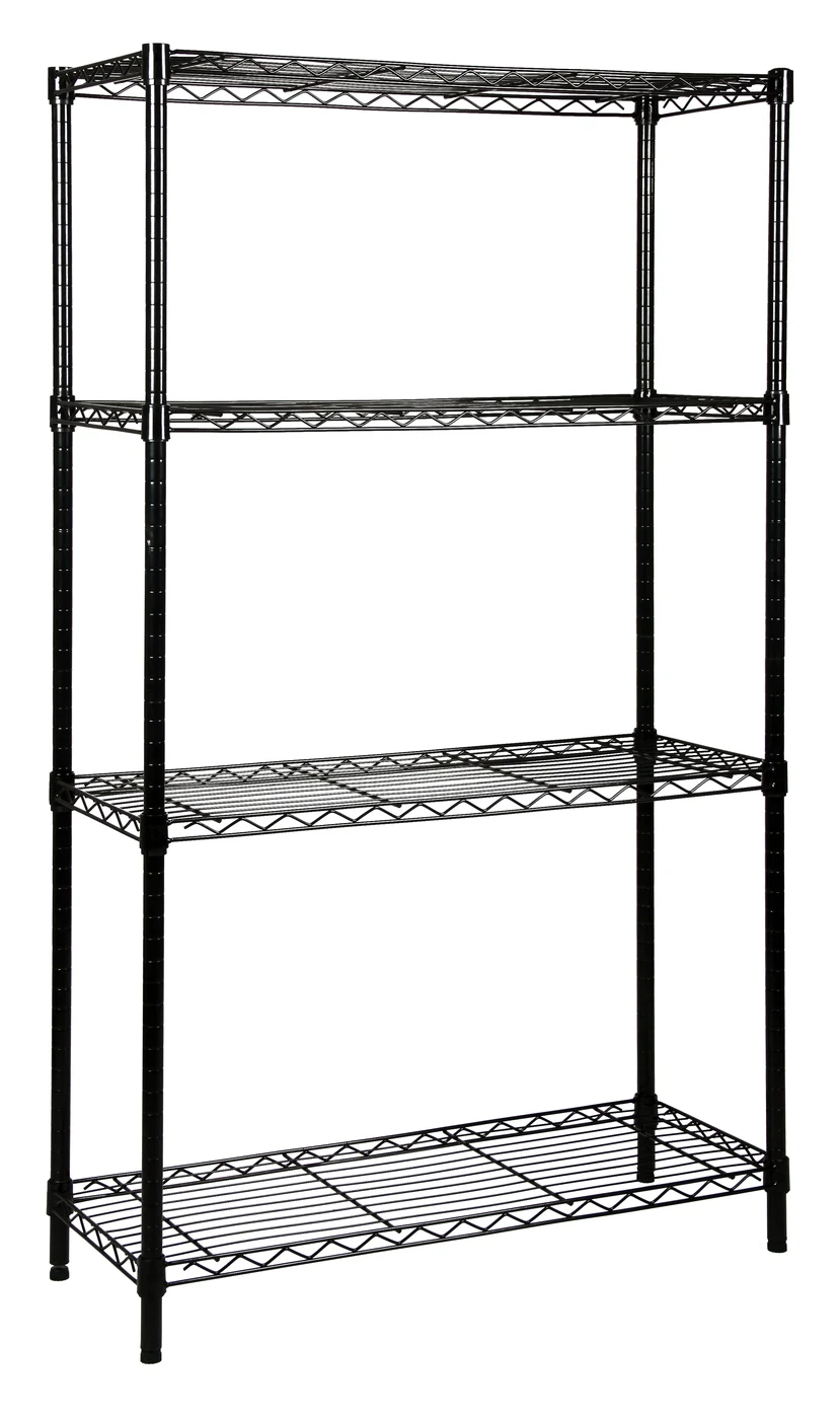 Quantum WR54-2148BK Wire Shelving Starter Kit, 48"W x 21"D x 54"H, 600-800 lb capacity, Black