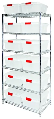 Quantum WR6GY-191507CL Latch Container Shelving Unit, 36"W x 21"D x 74"H, 600-800 lb capacity, Gray
