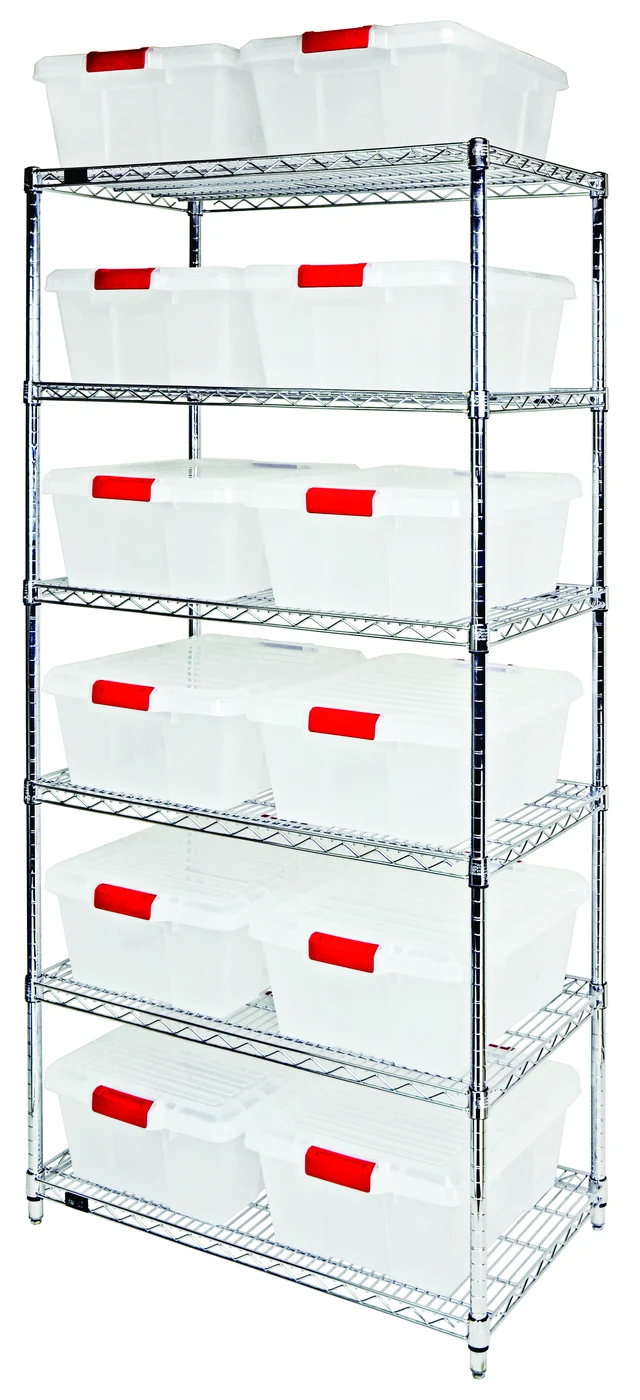 Quantum WR6GY-191507CL Latch Container Shelving Unit, 36"W x 21"D x 74"H, 600-800 lb capacity, Gray