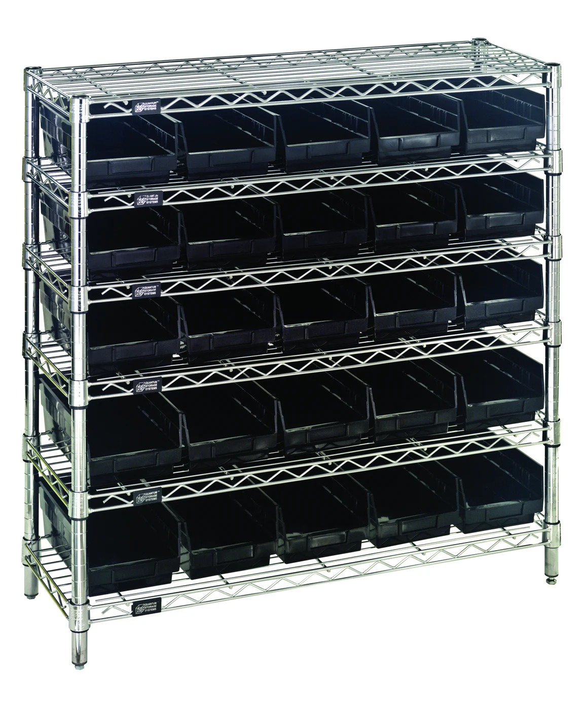 Quantum WR6-36-1236-107CO Conductive Bin Wire Shelving System, 36"W x 12"D x 36"H, 800 lb capacity, Chrome