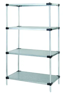 Quantum WR63-1448SG Solid Shelving Starter Kit, 48"W x 14"D x 63"H, 400-600 lb capacity, Galvanized