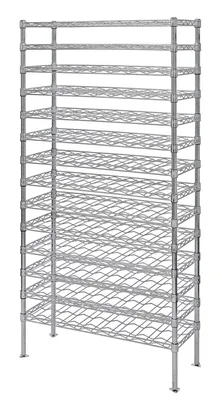 Quantum WR74-1436WSC Wire Wine Cradle Shelving Unit, 36"W x 14"D x 74"H, 126 bottles capacity, Chrome