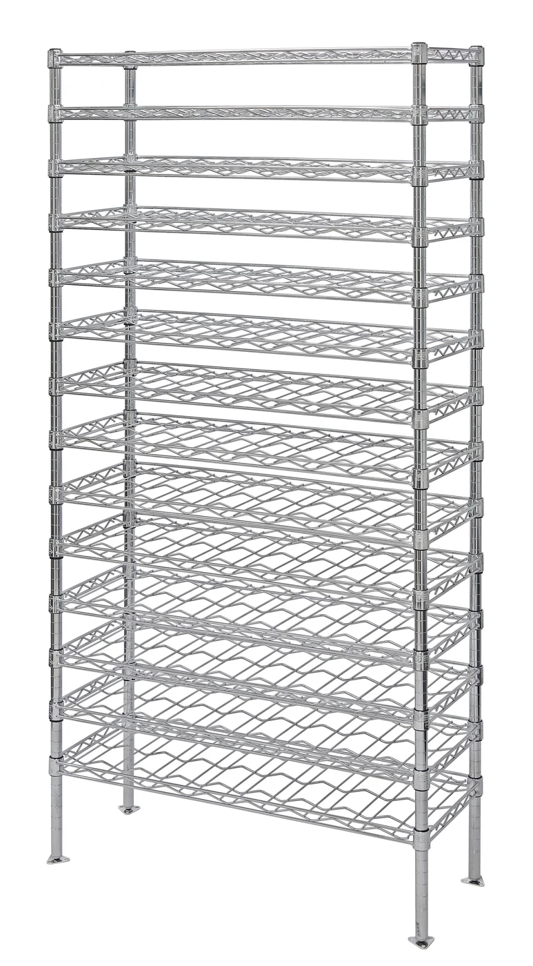 Quantum WR74-1436WSC Wire Wine Cradle Shelving Unit, 36"W x 14"D x 74"H, 126 bottles capacity, Chrome
