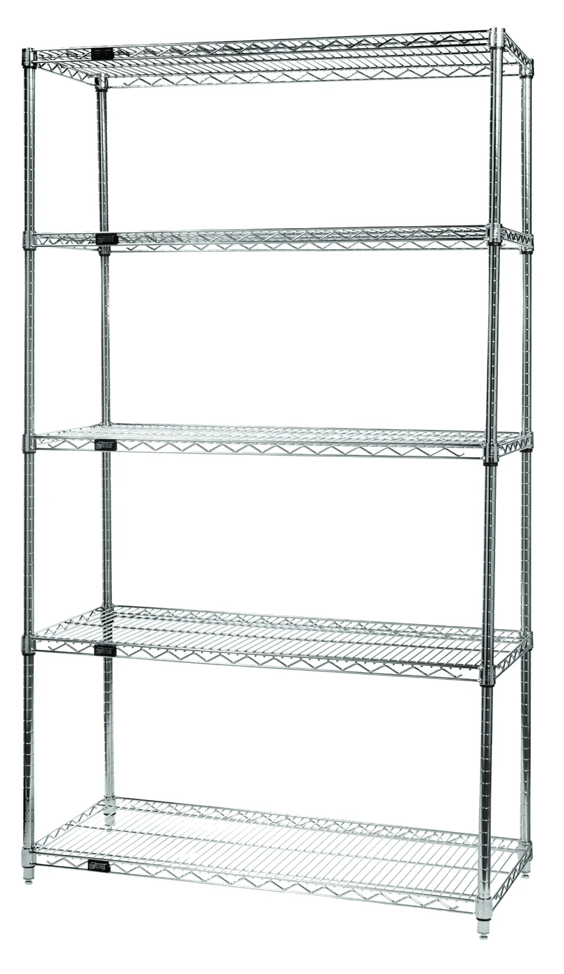 Quantum WR54-2130C-5 Wire Shelving Starter Kit, 30"W x 21"D x 54"H, 600-800 lb capacity, Chrome