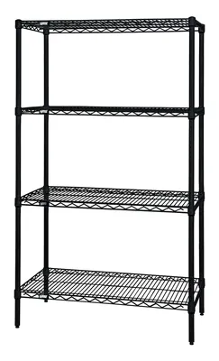 Quantum WR74-1236BK Wire Shelving Starter Kit, 36"W x 12"D x 74"H, 600-800 lb capacity, Black