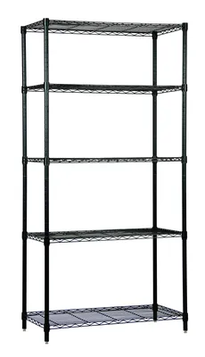 Quantum WR54-2148BK-5 Wire Shelving Starter Kit, 48"W x 21"D x 54"H, 600-800 lb capacity, Black