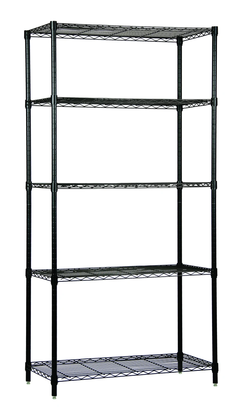 Quantum WR54-2148BK-5 Wire Shelving Starter Kit, 48"W x 21"D x 54"H, 600-800 lb capacity, Black