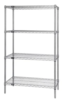 Quantum WR54-2124C Wire Shelving Starter Kit, 24"W x 21"D x 54"H, 600-800 lb capacity, Chrome