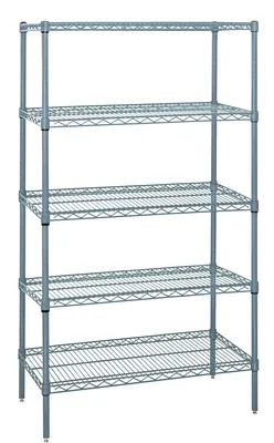 Quantum WR74-1236GY-5 Wire Shelving Starter Kit, 36"W x 12"D x 74"H, 600-800 lb capacity, Gray
