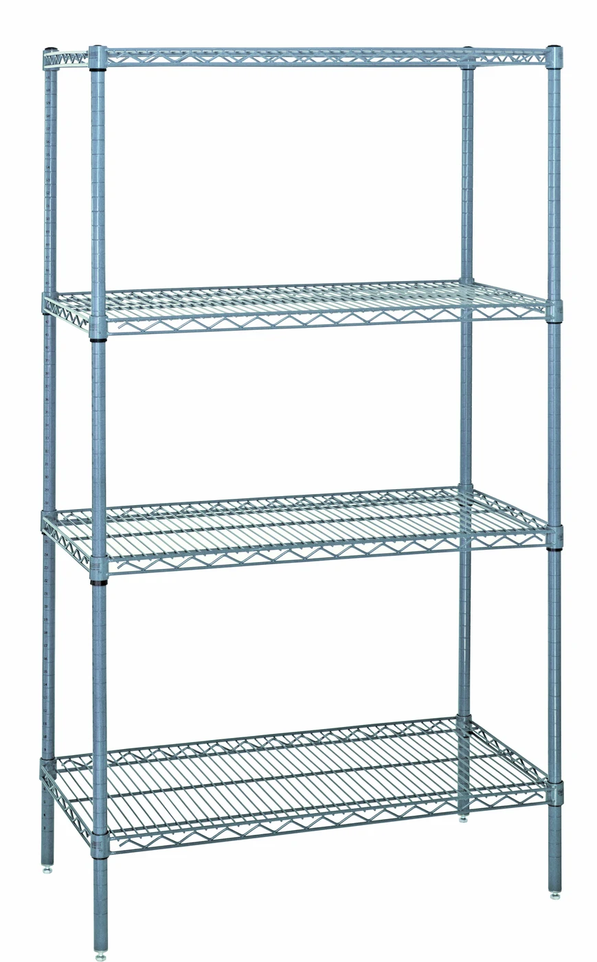 Quantum WR63-2124GY Wire Shelving Starter Kit, 24"W x 21"D x 63"H, 600-800 lb capacity, Gray