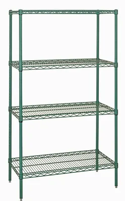 Quantum WR54-2148P Wire Shelving Starter Kit, 48"W x 21"D x 54"H, 600-800 lb capacity, Green