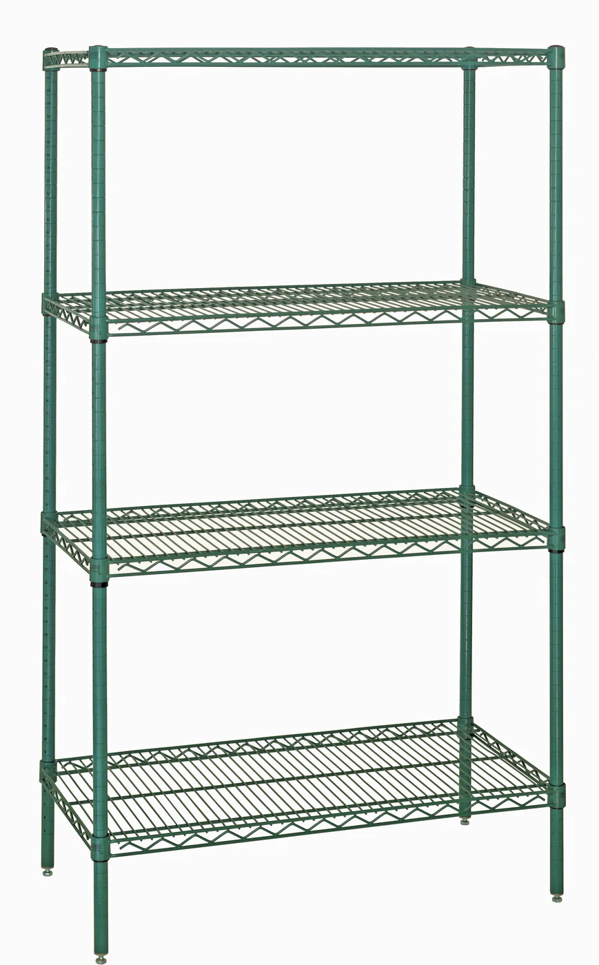 Quantum WR63-2130PX Wire Shelving Starter Kit, 30"W x 21"D x 63"H, 600-800 lb capacity, Green