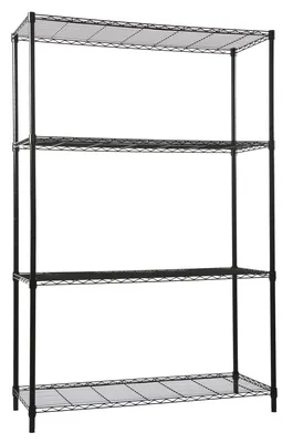 Quantum WR74-2124BK Wire Shelving Starter Kit, 24"W x 21"D x 74"H, 600-800 lb capacity, Black