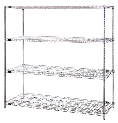 Quantum WR74-3672C Wire Shelving Starter Kit, 72"W x 36"D x 74"H, 600-800 lb capacity, Chrome