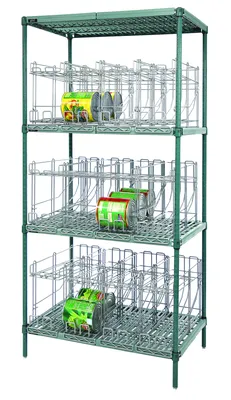 Quantum WR74-CR2436WPM Stationary Can Rack Unit, 36"W x 24"D x 74"H, Green/Polymer