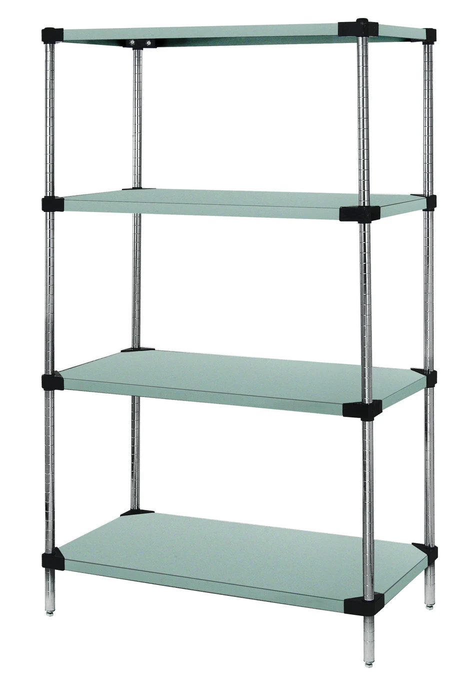 Quantum WRS4-54-2436SS Solid Shelving Starter Kit, 36"W x 24"D x 54"H, 400-600 lb capacity, Stainless