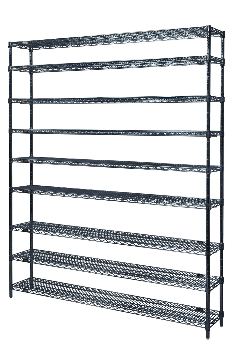 Quantum WR86-1248BK Wire Shelving Starter Kit, 48"W x 12"D x 86"H, 600-800 lb capacity, Black