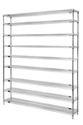 Quantum WR86-1824C Wire Shelving Starter Kit, 24"W x 18"D x 86"H, 600-800 lb capacity, Chrome