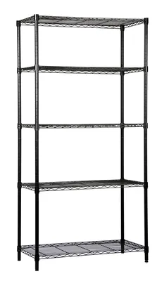 Quantum WR86-2124BK-5 Wire Shelving Starter Kit, 24"W x 21"D x 86"H, 600-800 lb capacity, Black