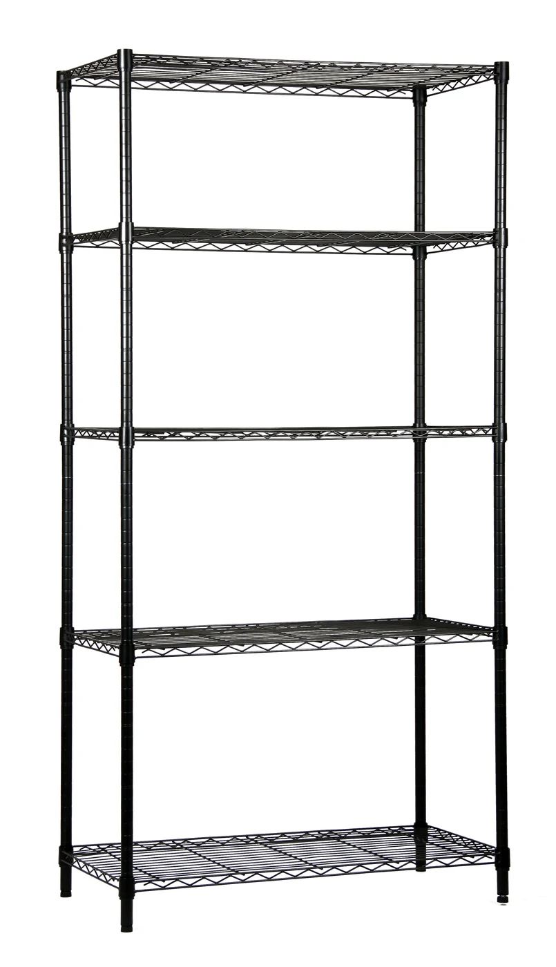 Quantum WR86-3672BK-5 Wire Shelving Starter Kit, 72"W x 36"D x 86"H, 600-800 lb capacity, Black