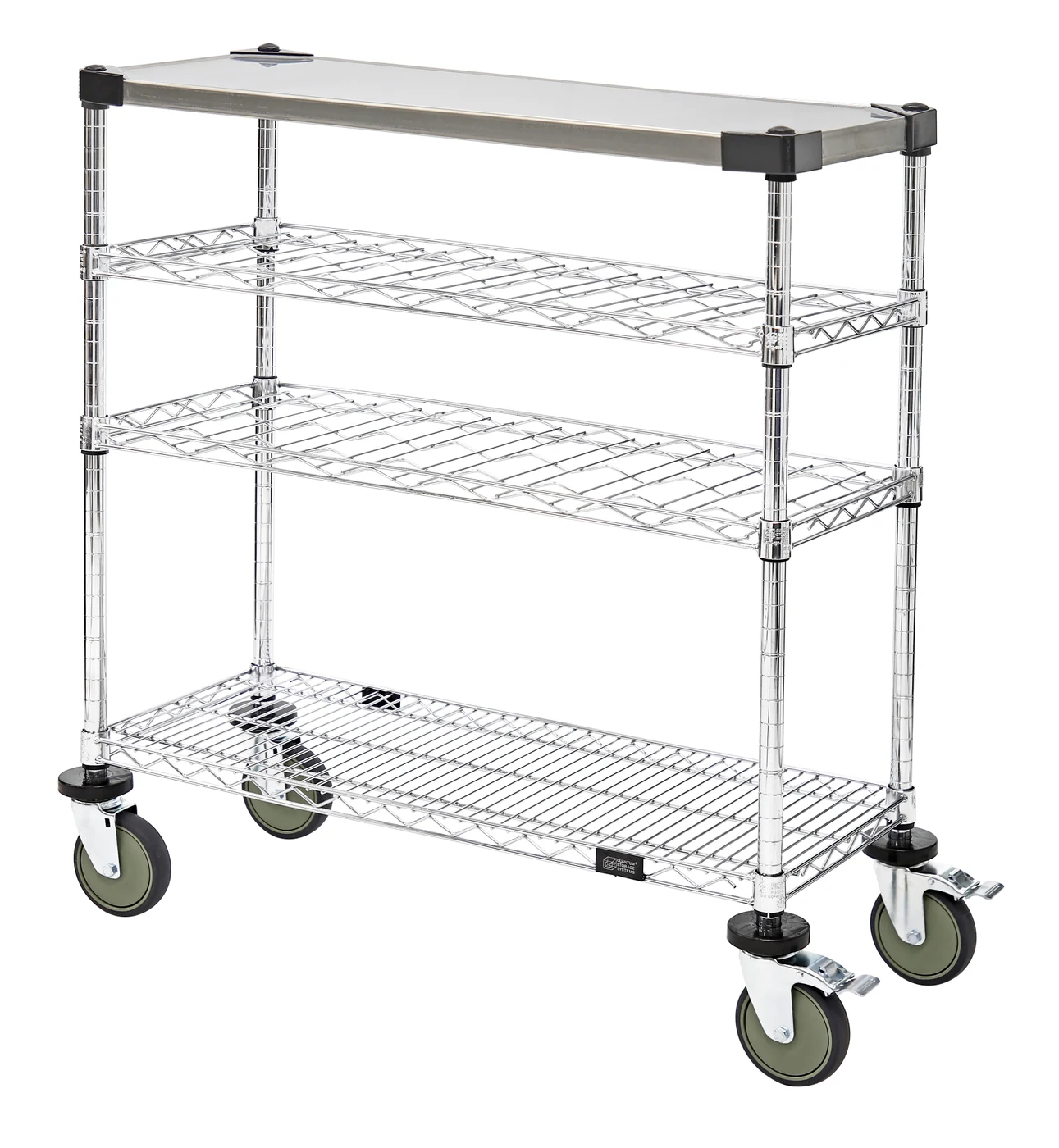 Quantum WRC-1448WSC-1SS Wine Display/Worktable Cart, 48"W x 14"D x 40"H, 1200 lb capacity, Chrome