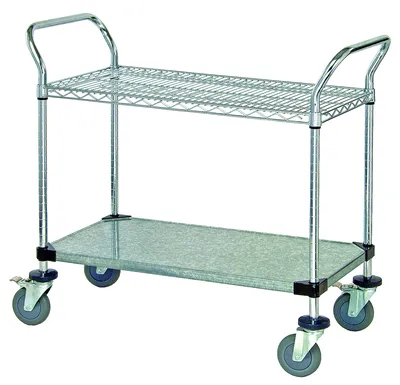 Quantum WRC-1830-2CG Utility Cart, 30"W x 18"D x 37-1/2"H, 1200 lb capacity, Chrome/Galvanized
