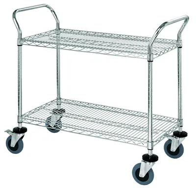 Quantum WRC-1836-2CO Conductive Utility Cart, 36"W x 18"D x 37-1/2"H, 1200 lb capacity, Chrome