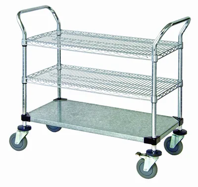 Quantum WRC-1830-3CG Utility Cart, 30"W x 18"D x 37-1/2"H, 1200 lb capacity, Chrome/Galvanized