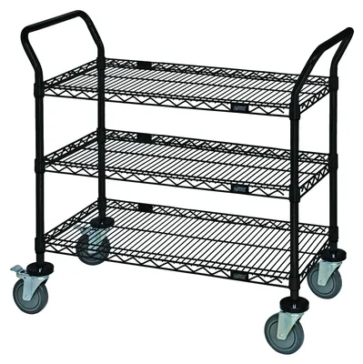 Quantum WRC-1830BK-3 Utility Cart, 30"W x 18"D x 37-1/2"H, 1200 lb capacity, Black