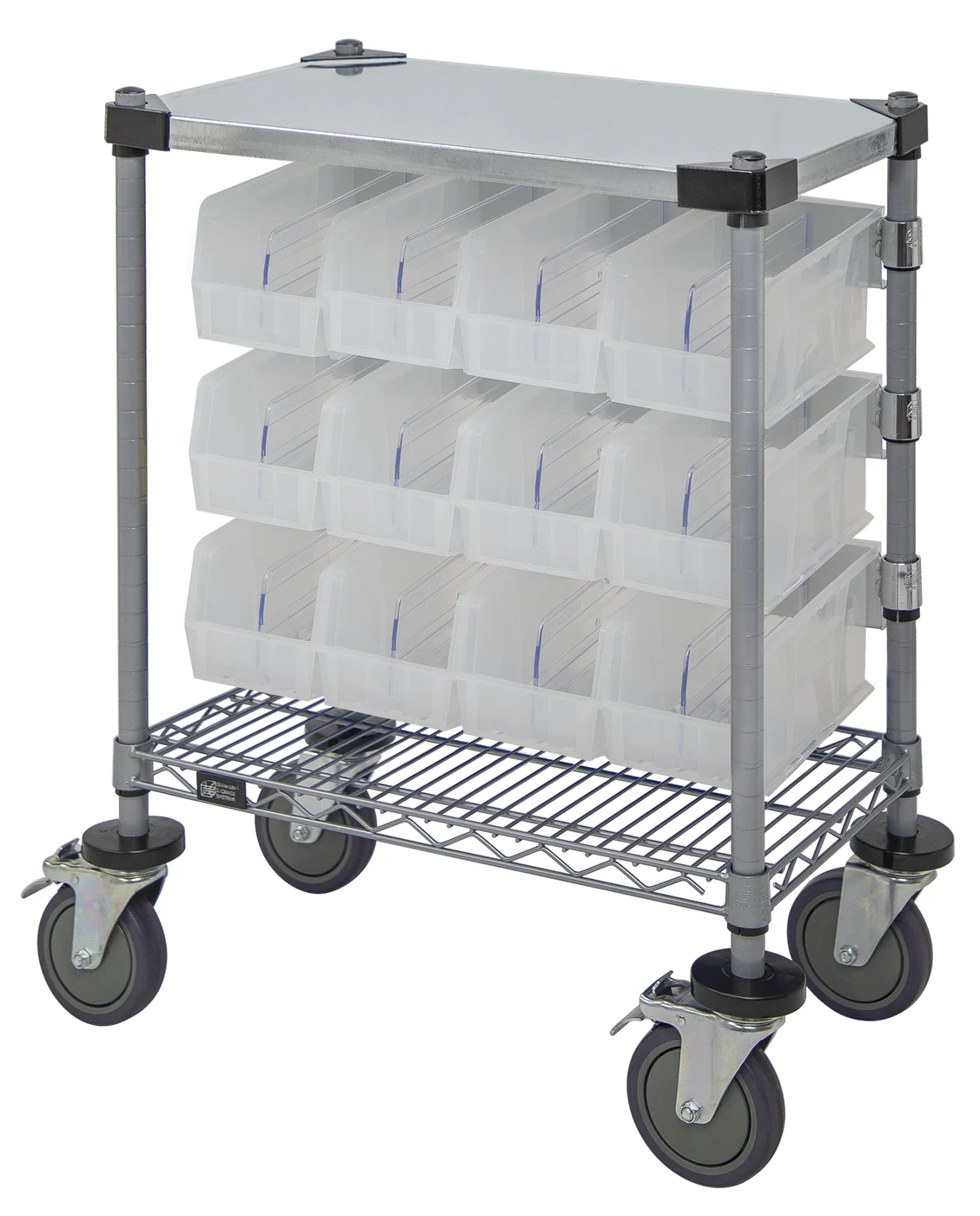 Quantum WRC-CC1430GYCL Wire Condiment Cart, 14"W x 30"D x 33"H, Gray