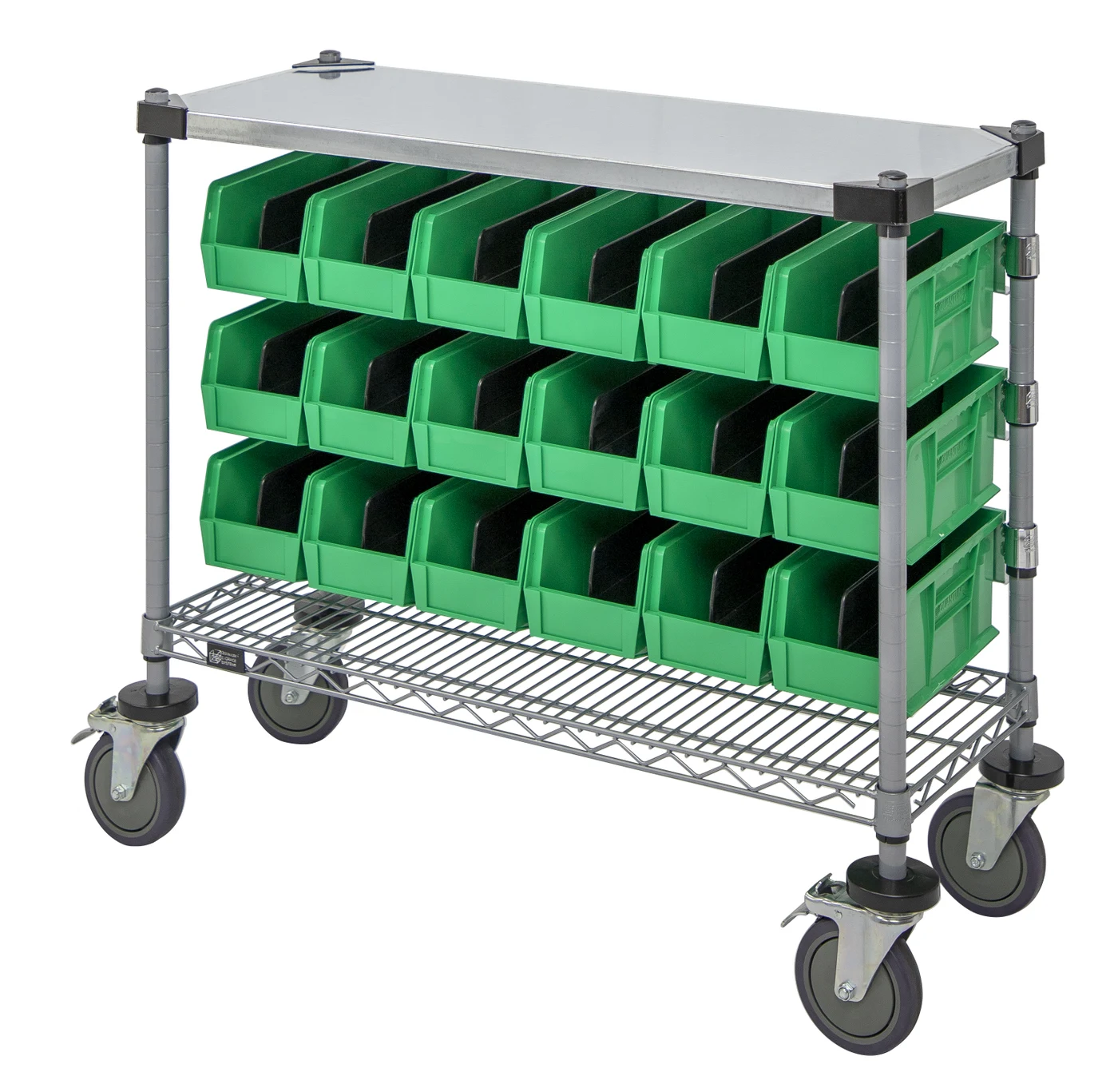 Quantum WRC-CC1436GYGN Wire Condiment Cart, 14"W x 36"D x 33"H, Gray