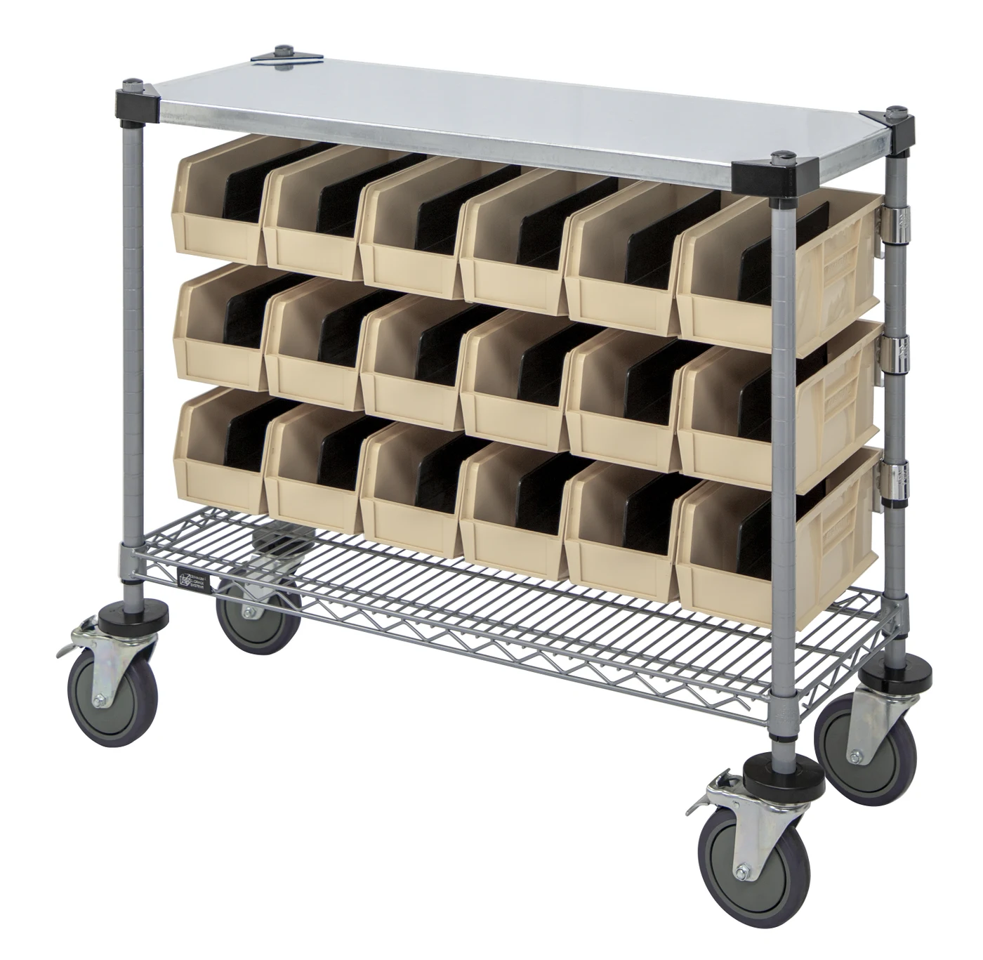 Quantum WRC-CC1436GYIV Wire Condiment Cart, 14"W x 36"D x 33"H, Gray