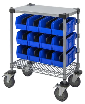 Quantum WRC-CC1830GYBL Wire Condiment Cart, 18"W x 30"D x 33"H, Gray