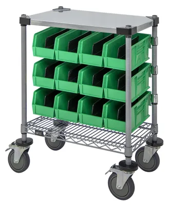Quantum WRC-CC1830GYGN Wire Condiment Cart, 18"W x 30"D x 33"H, Gray
