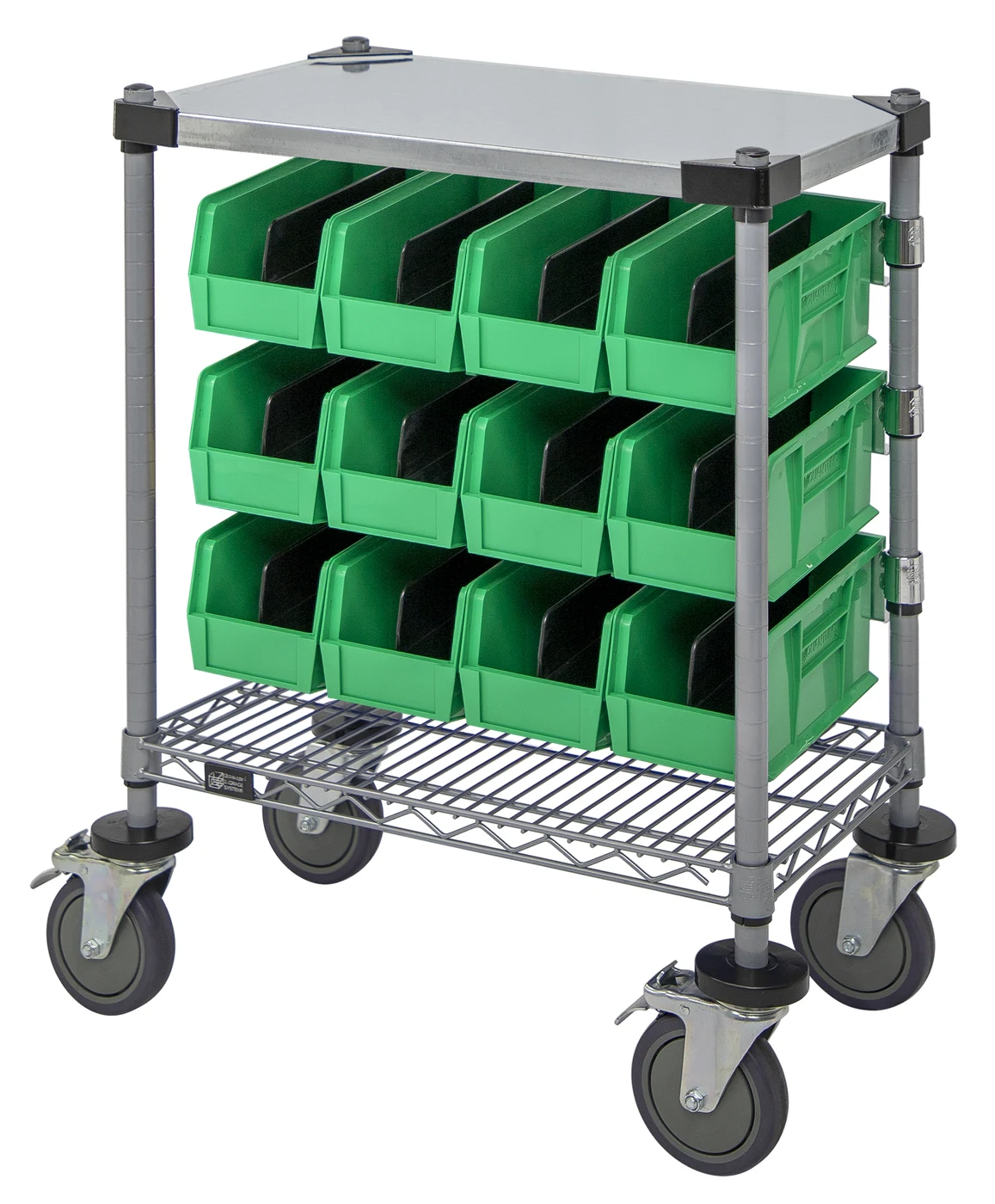 Quantum WRC-CC1830GYGN Wire Condiment Cart, 18"W x 30"D x 33"H, Gray