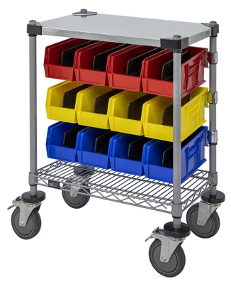 Quantum WRC-CC1830GYBK Wire Condiment Cart, 18"W x 30"D x 33"H, Gray