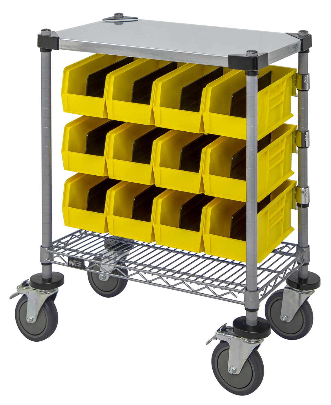 Quantum WRC-CC1830GYYL Wire Condiment Cart, 18"W x 30"D x 33"H, Gray
