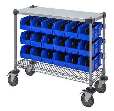 Quantum WRC-CC1836GYBL Wire Condiment Cart, 18"W x 36"D x 33"H, Gray