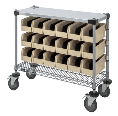 Quantum WRC-CC1836GYIV Wire Condiment Cart, 18"W x 36"D x 33"H, Gray