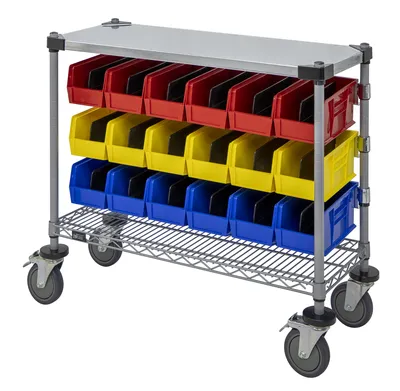 Quantum WRC-CC1836GYBK Wire Condiment Cart, 18"W x 36"D x 33"H, Gray