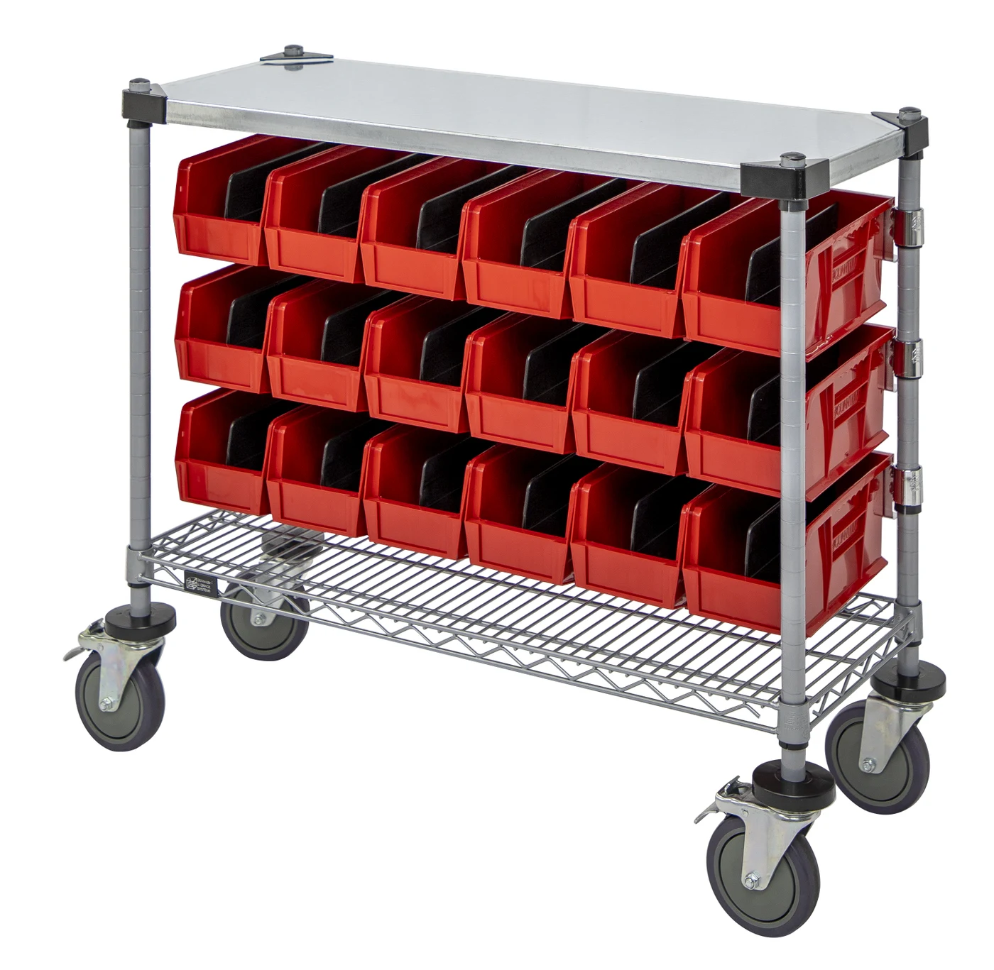 Quantum WRC-CC1836GYRD Wire Condiment Cart, 18"W x 36"D x 33"H, Gray