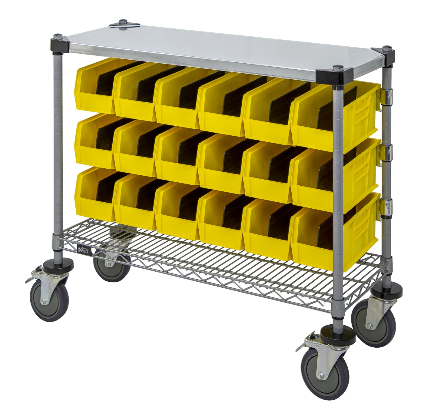 Quantum WRC-CC1836GYYL Wire Condiment Cart, 18"W x 36"D x 33"H, Gray