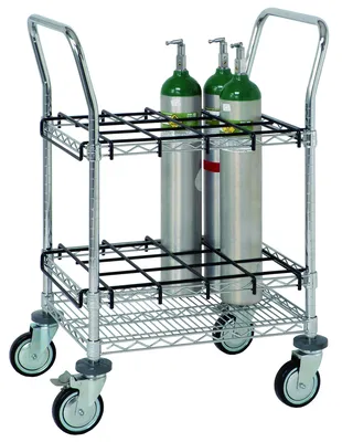 Quantum WRC-IT1824 Cylinder Transport/Inhalation Therapy Cart, 24"W x 18"D x 37-1/2"H, 12 cylinders capacity, Chrome