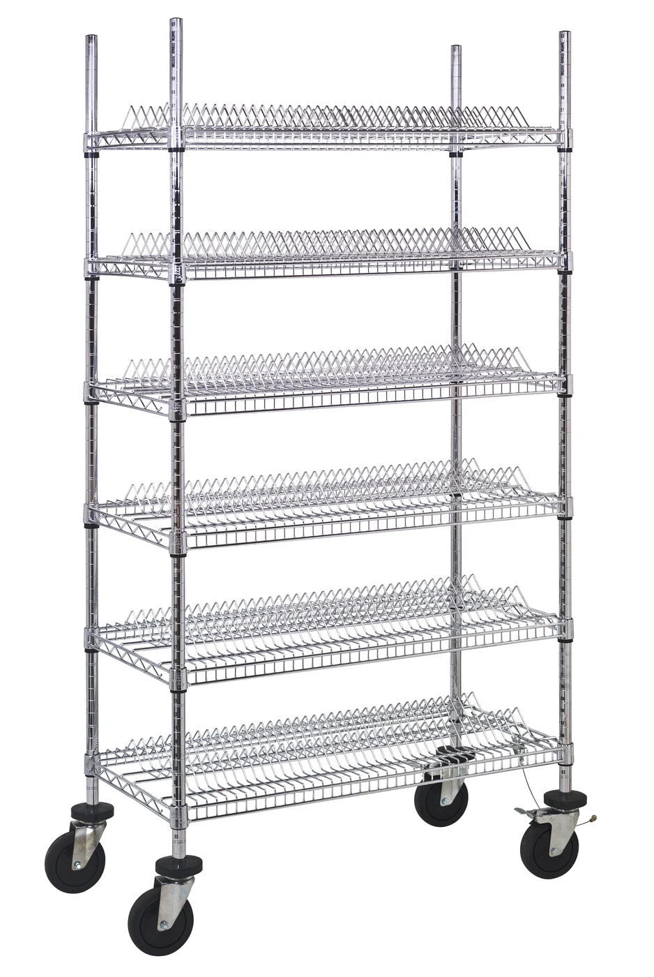 Quantum WRC-R468C Reel Shelving Cart, 36"W x 18"D x 69"H, 400 lb capacity, Chrome