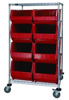 Quantum WRC2-63-3036-9746RD Bin Transport Cart, 36"W x 30"D x 42"H, 1200 lb capacity, Chrome