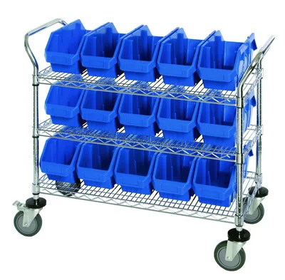 Quantum WRC3-1836-1265BL Utility Cart, 36"W x 18"D x 37-1/2"H, Chrome